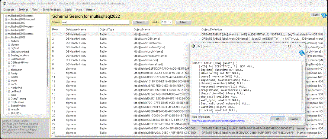 SQL Server schema drift detection example